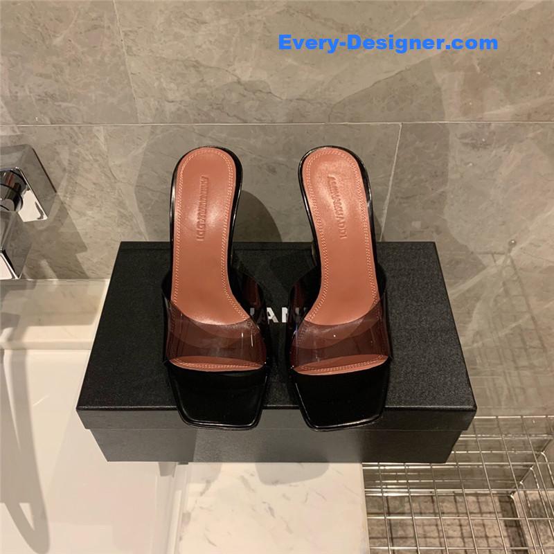 Amina Muaddi Wedge transparent bottom slippers