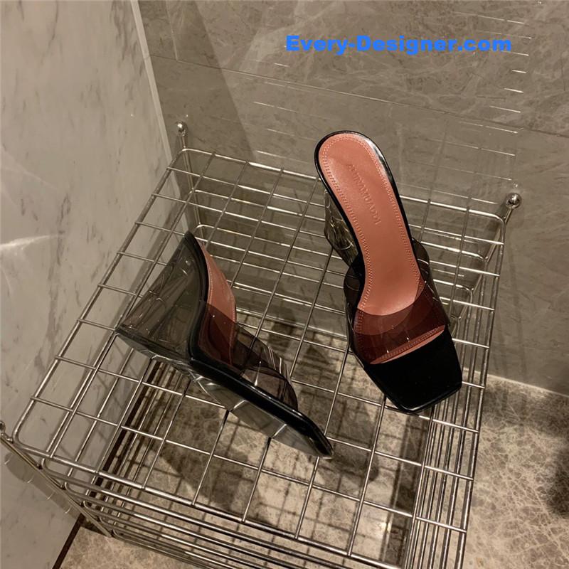Amina Muaddi Wedge transparent bottom slippers