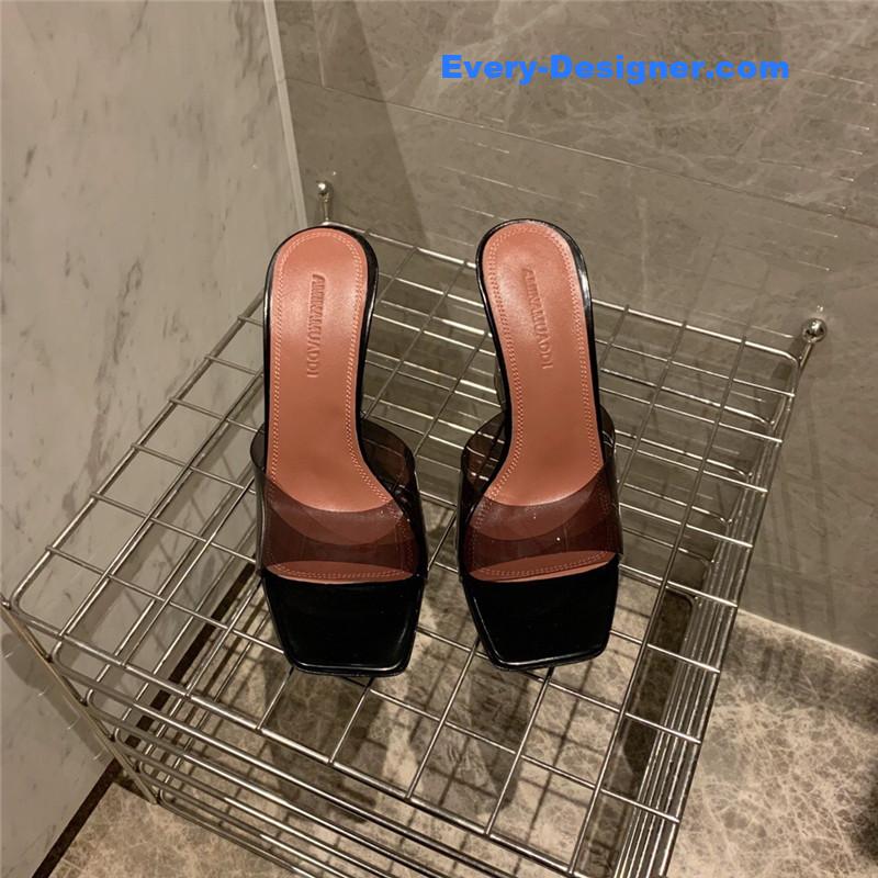 Amina Muaddi Wedge transparent bottom slippers