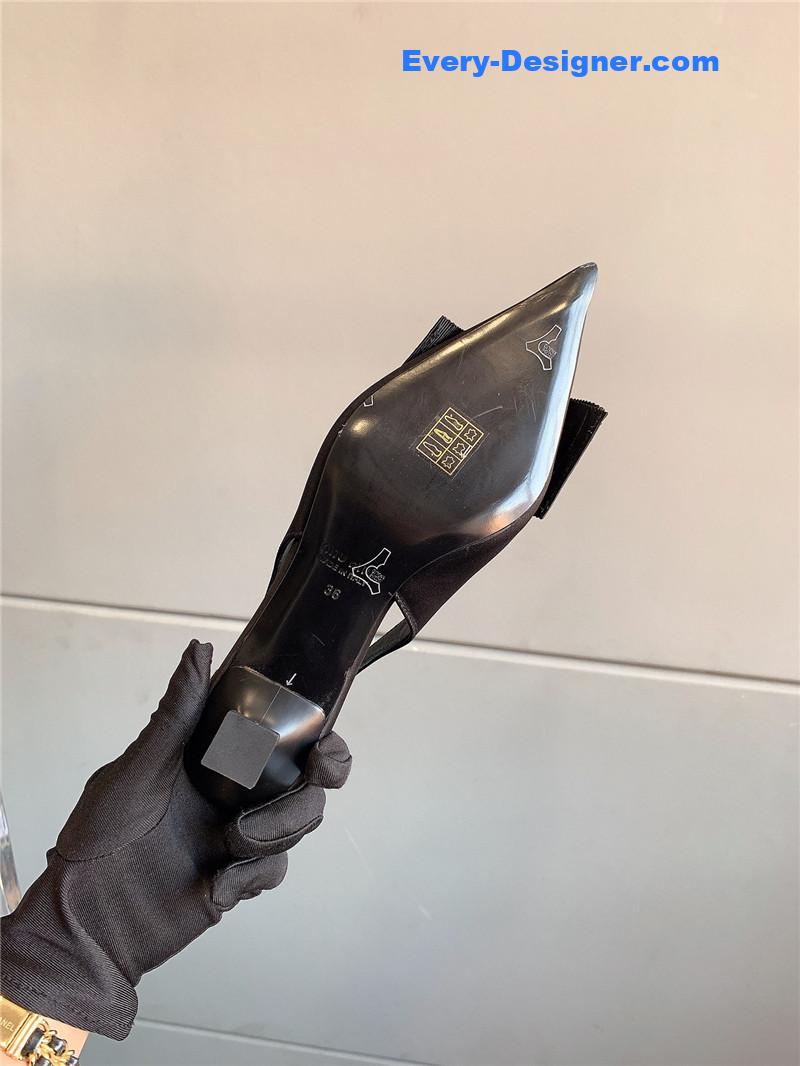 miumiu new pointed bowknot kitten heels