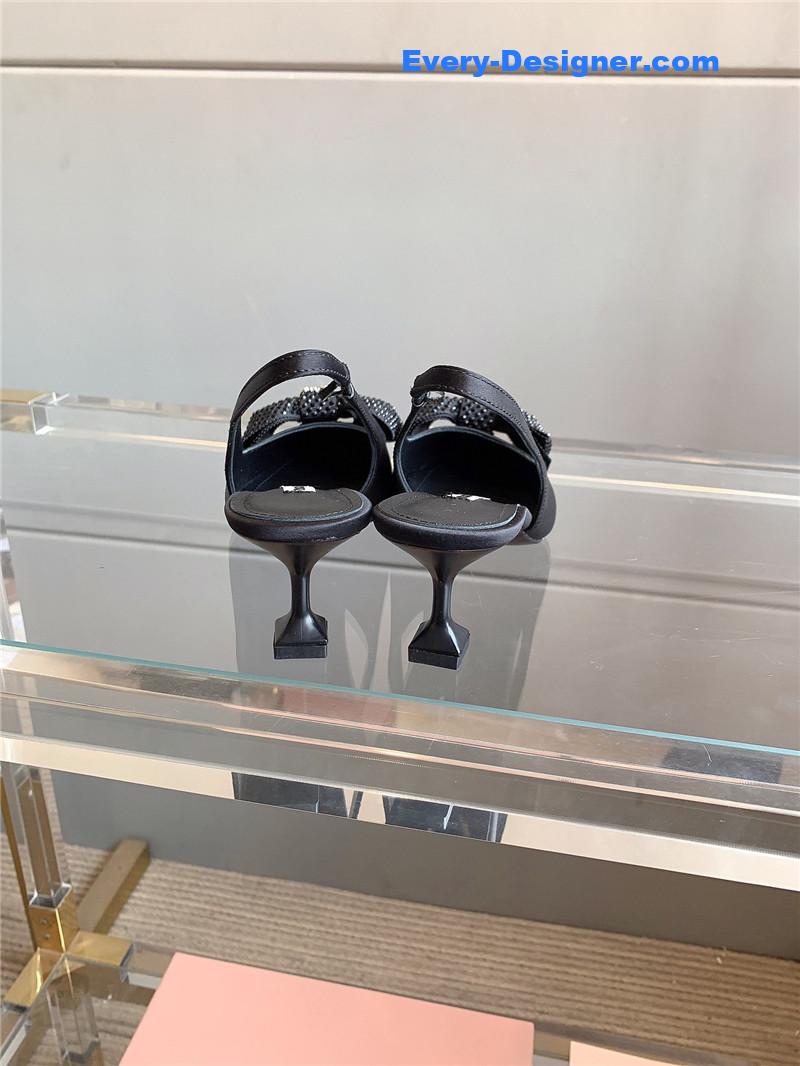 miumiu new pointed bowknot kitten heels