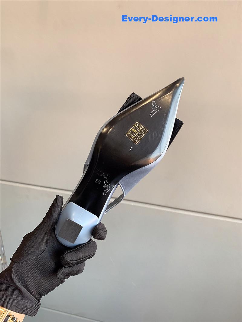 M1um1u new pointed bowknot kitten heels