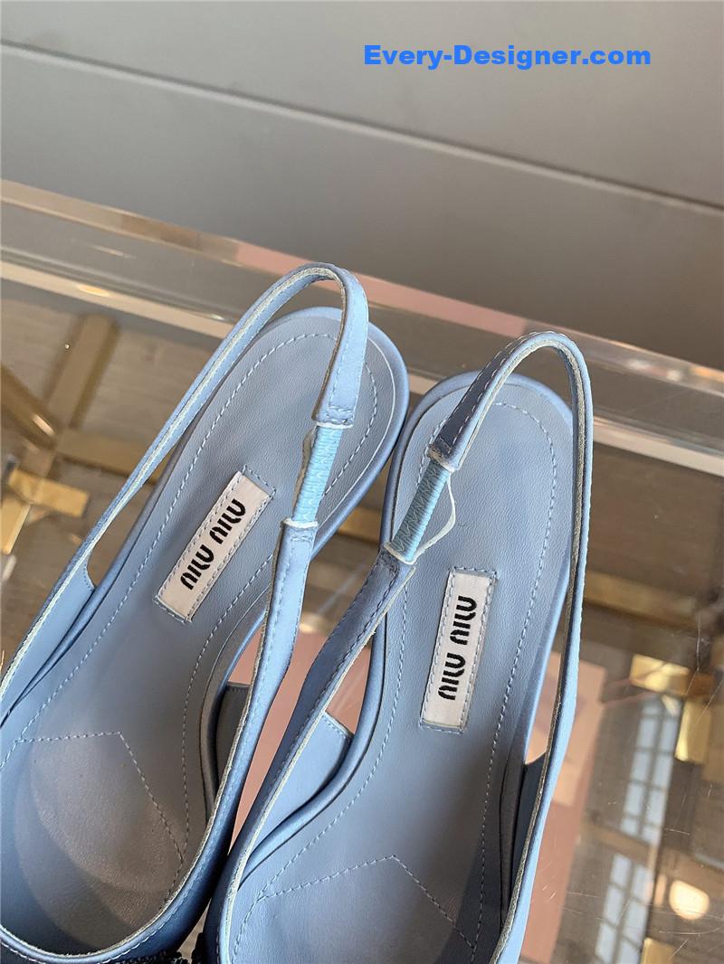 M1um1u new pointed bowknot kitten heels