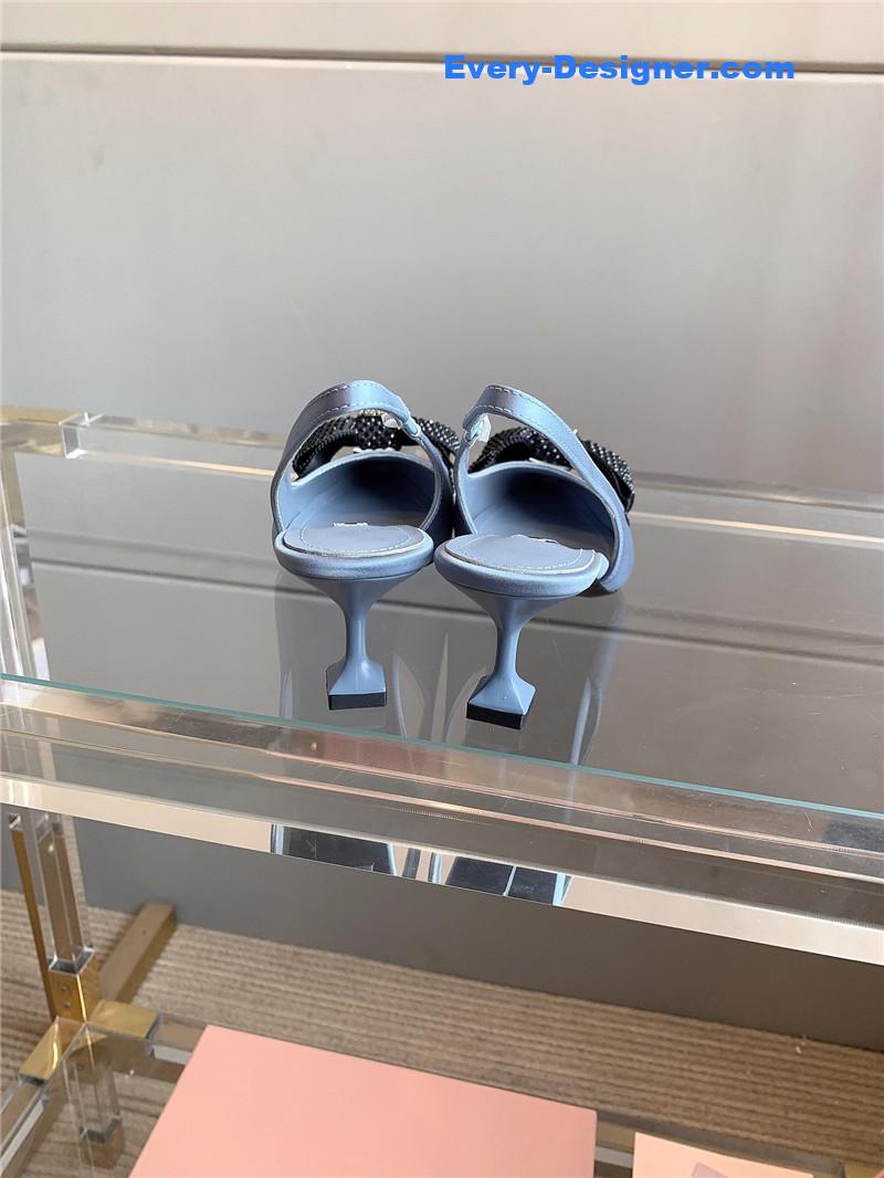 M1um1u new pointed bowknot kitten heels