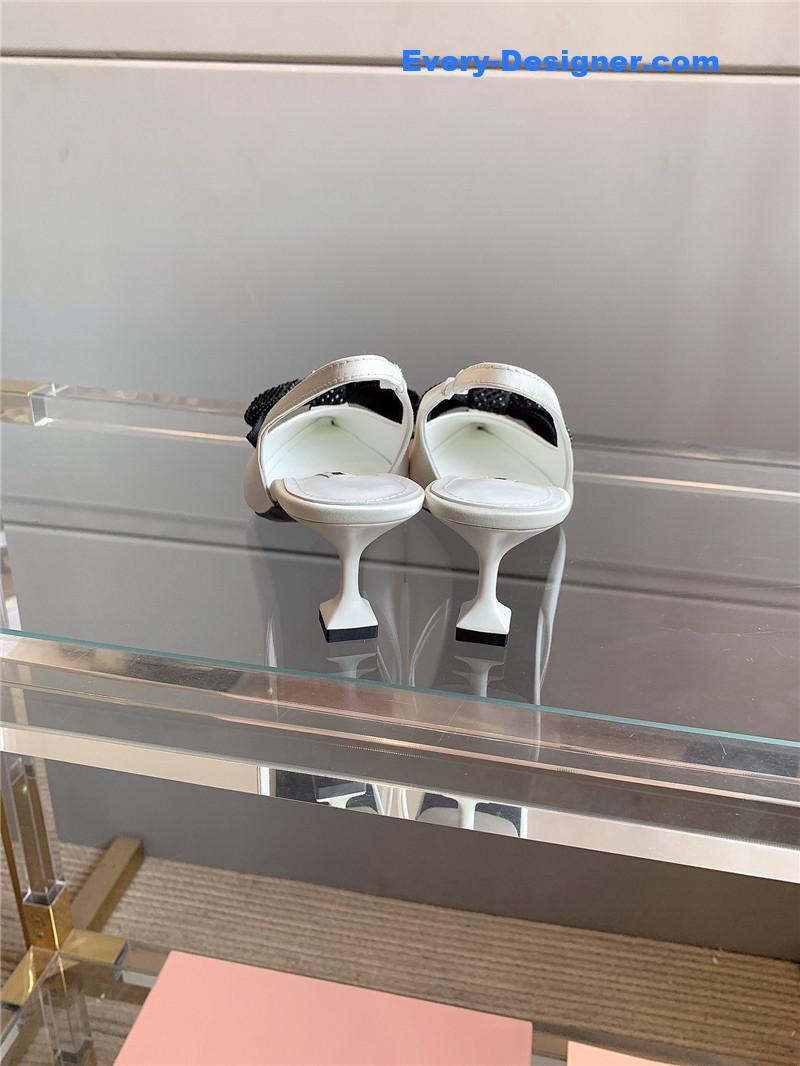 miumiu new pointed bowknot kitten heels