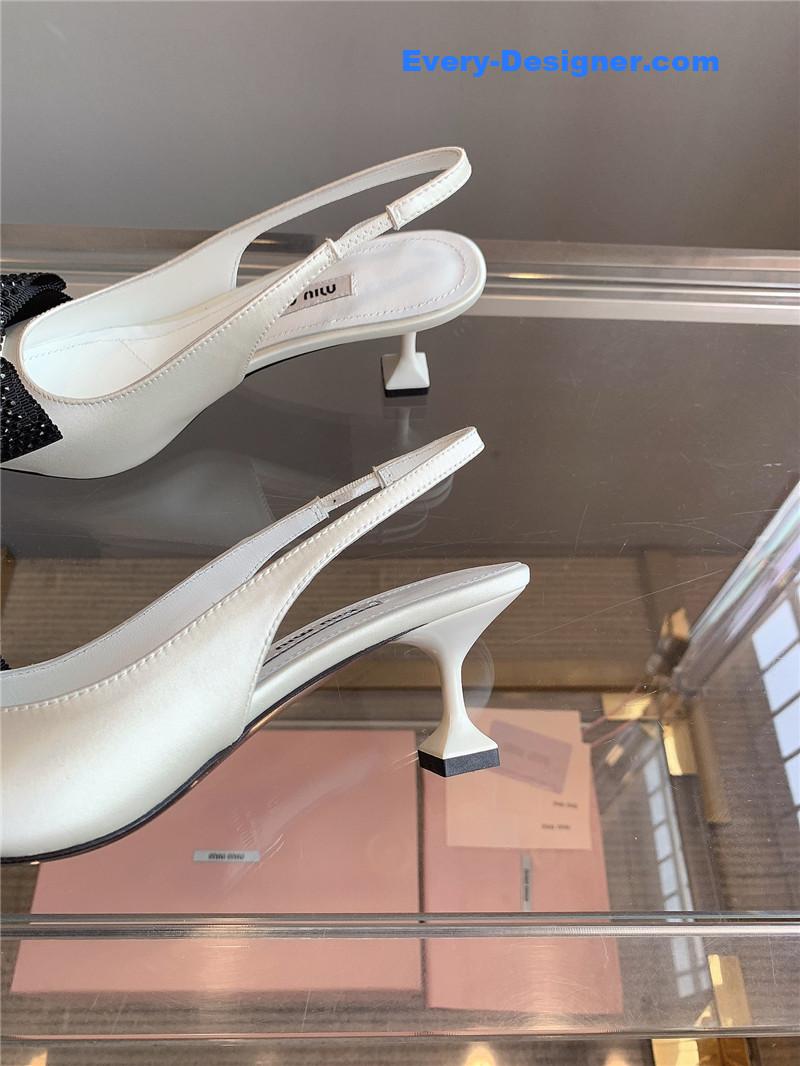 miumiu new pointed bowknot kitten heels
