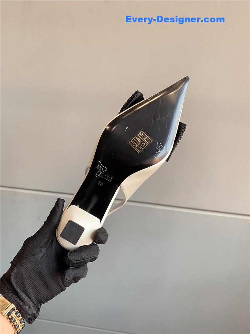 miumiu new pointed bowknot kitten heels