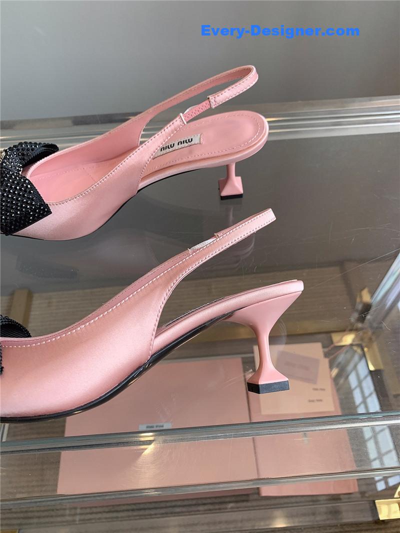 miumiu new pointed bowknot kitten heels