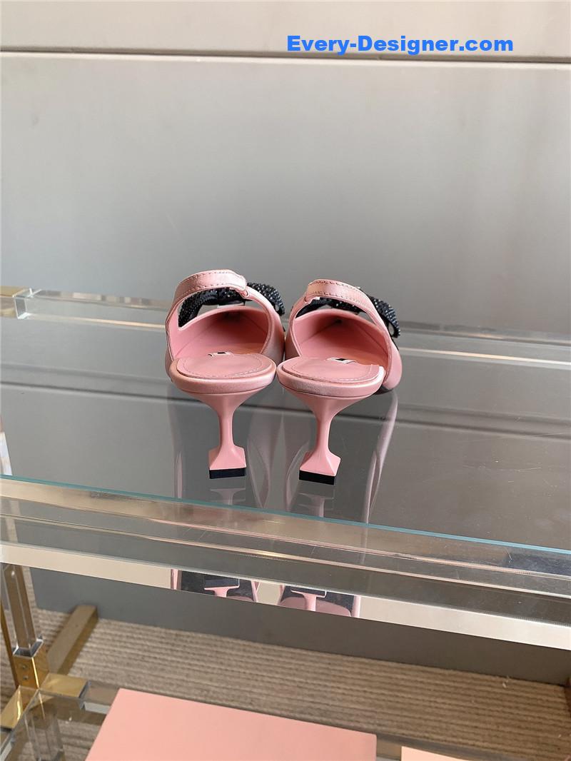 miumiu new pointed bowknot kitten heels