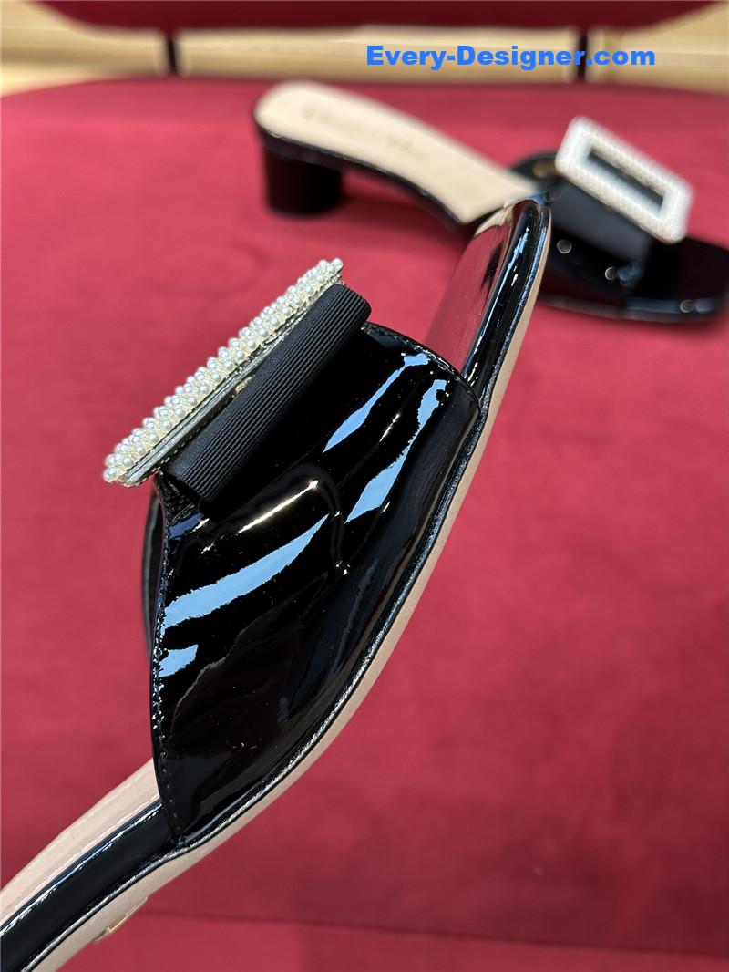 D10r spring summer small heel slippers