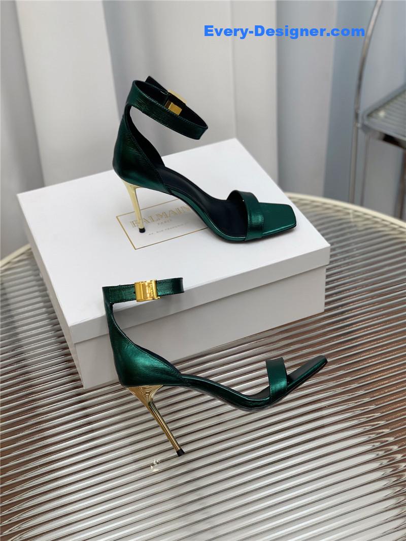 Balmain Metal Buckle Strap Heeled Sandals