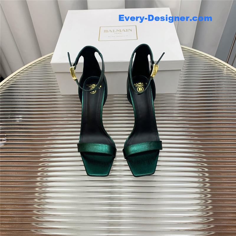 Balmain Metal Buckle Strap Heeled Sandals