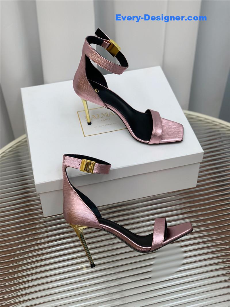 Balmain Metal Buckle Strap Heeled Sandals