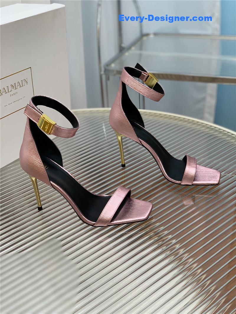 Balmain Metal Buckle Strap Heeled Sandals