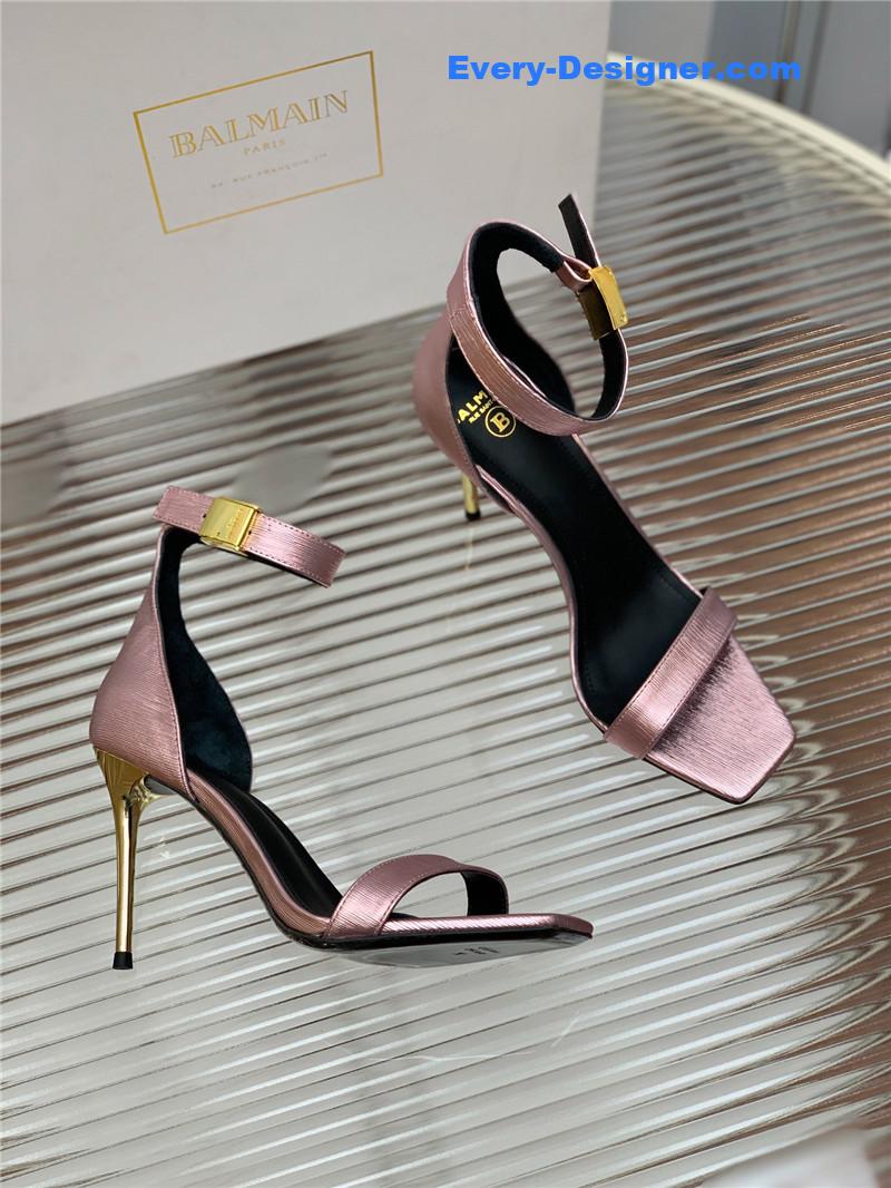 Balmain Metal Buckle Strap Heeled Sandals
