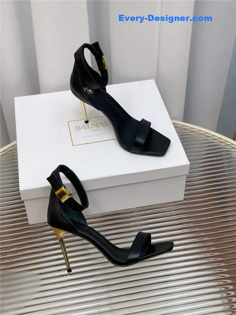 Balmain Metal Buckle Strap Heeled Sandals