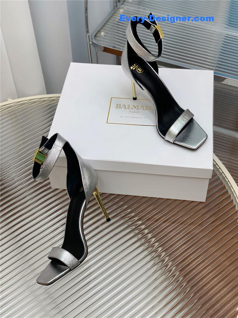 Balmain Metal Buckle Strap Heeled Sandals