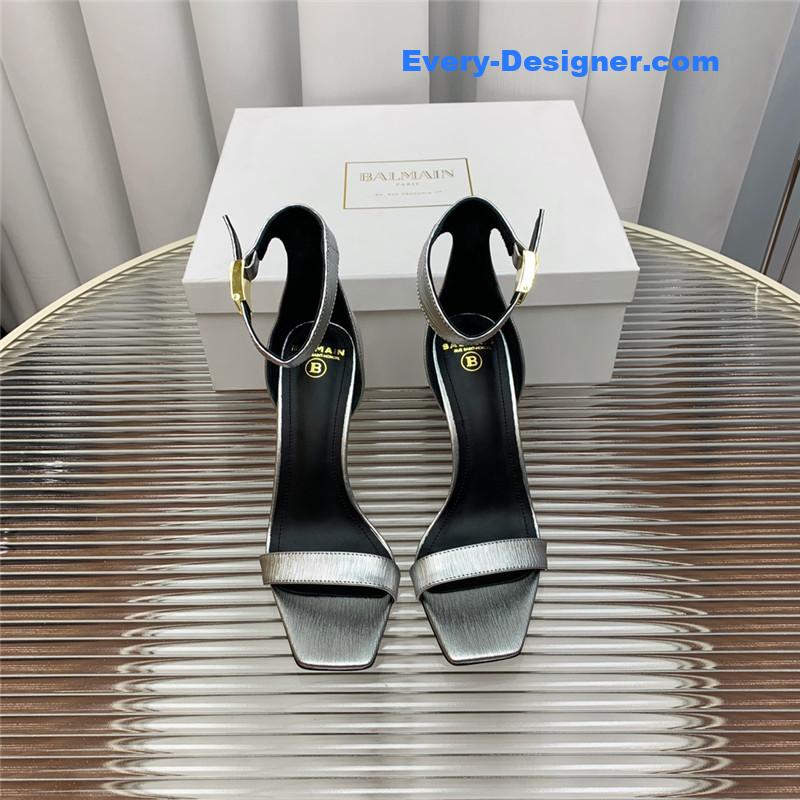 Balmain Metal Buckle Strap Heeled Sandals