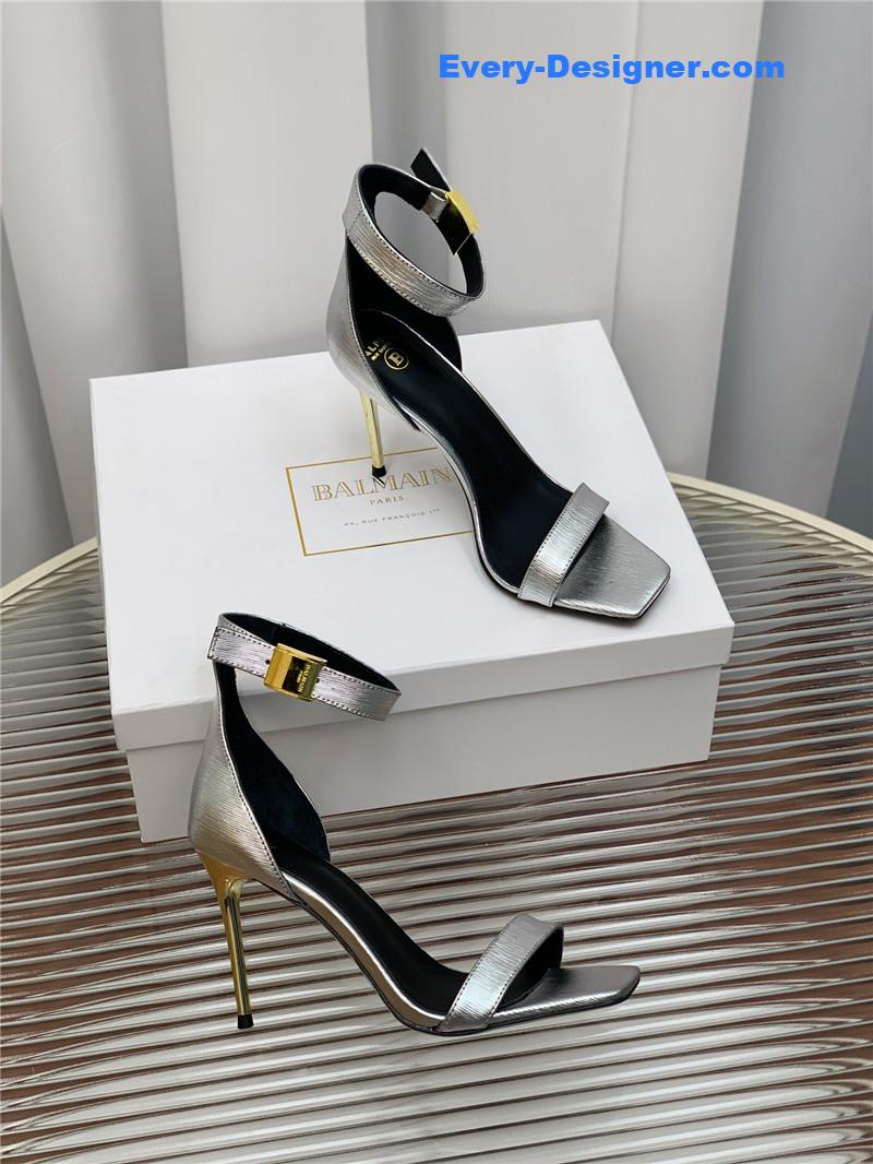 Balmain Metal Buckle Strap Heeled Sandals
