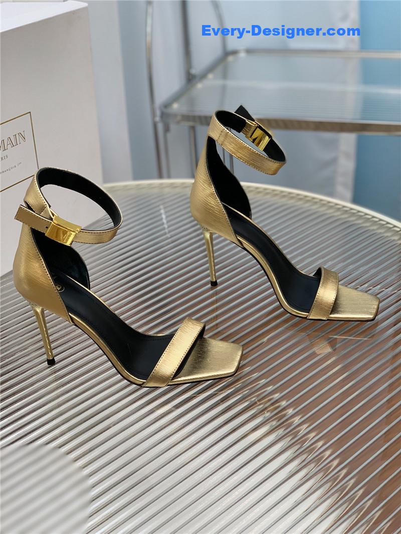 Balmain Metal Buckle Strap Heeled Sandals
