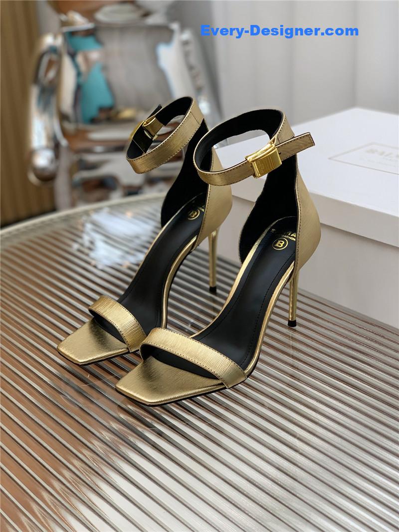 Balmain Metal Buckle Strap Heeled Sandals
