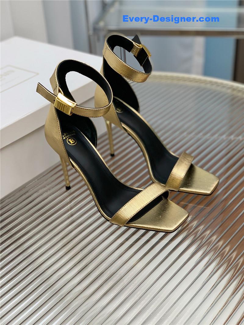 Balmain Metal Buckle Strap Heeled Sandals