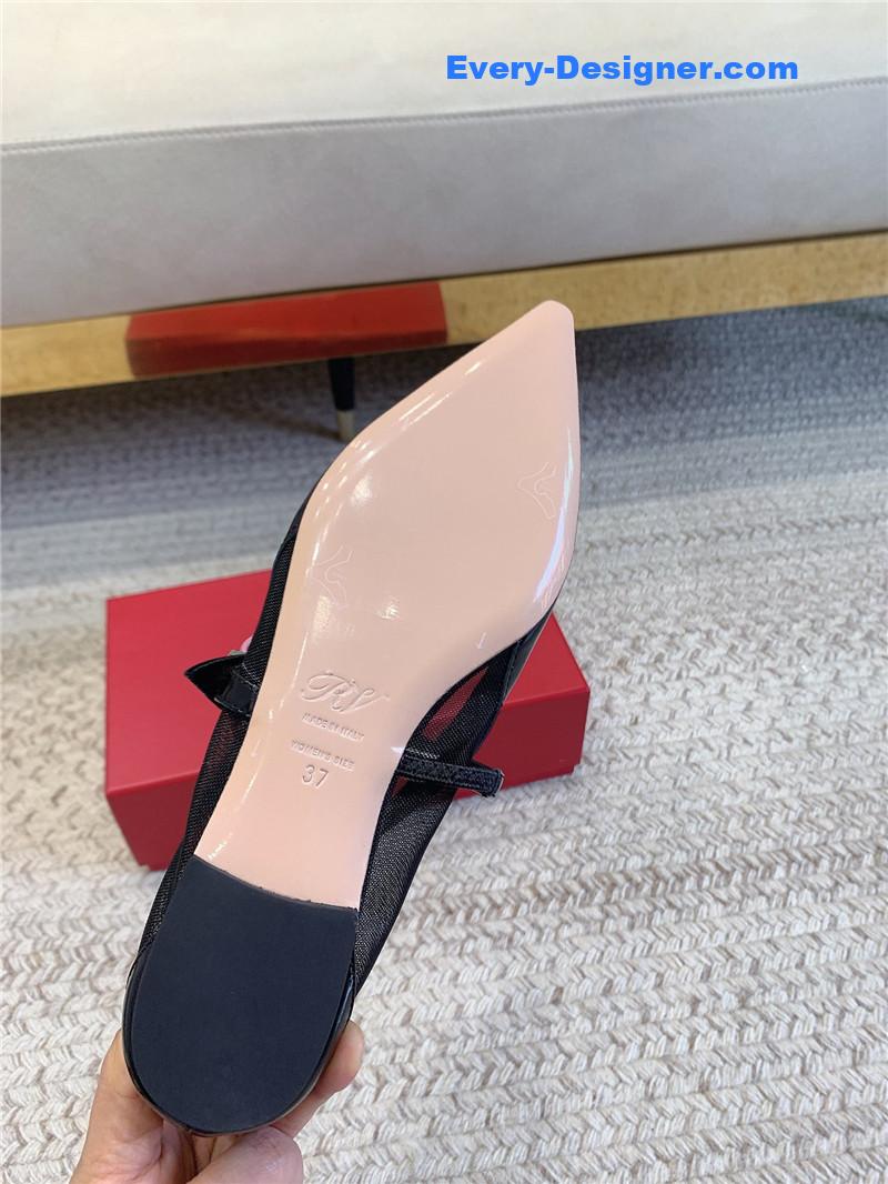 Roger vivier new pointed toe flat Mary Jane shoes