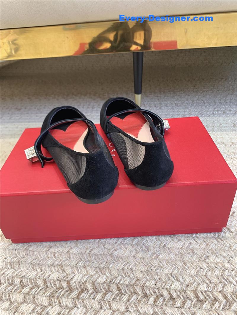 Roger vivier new pointed toe flat Mary Jane shoes