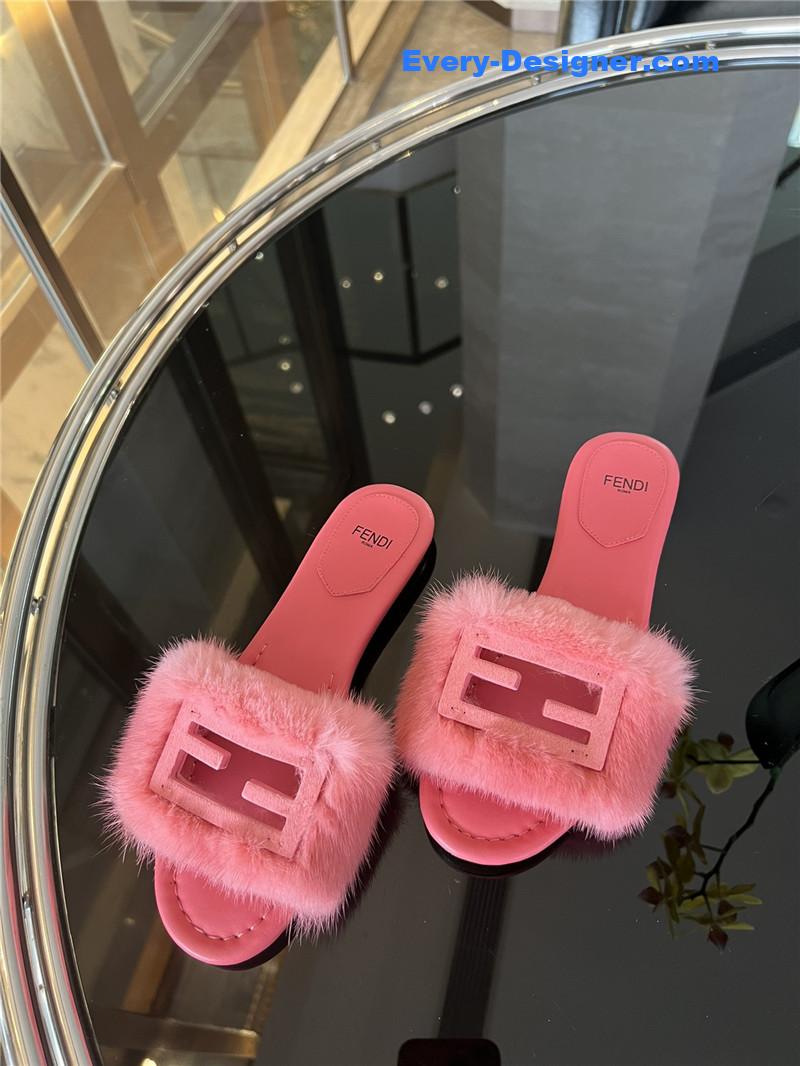fendi new mink fur slippers