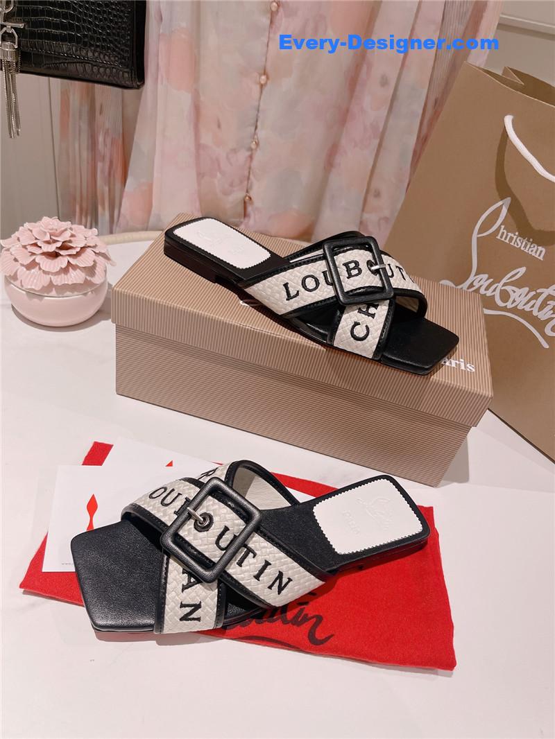 Chr1st1an louboutin 2023 letter new red sole shoes slippers