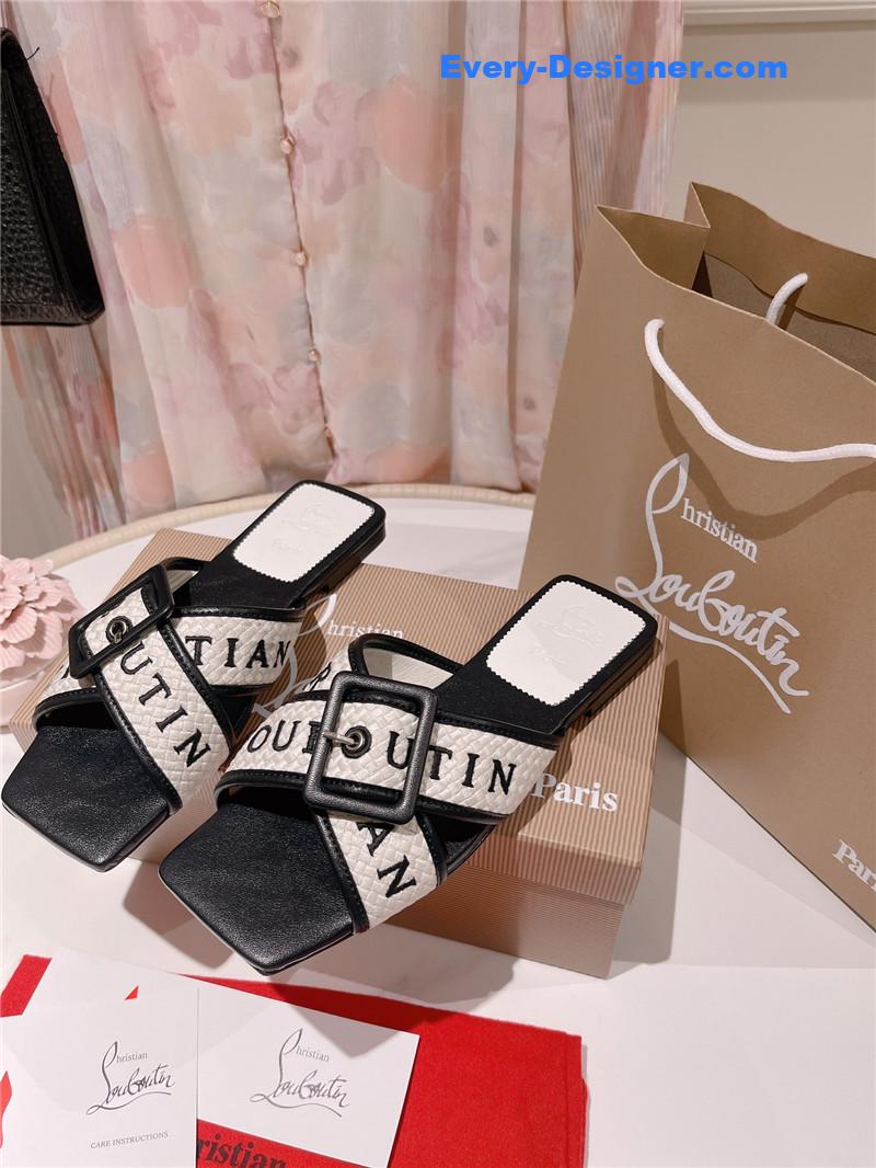 Christian Louboutin 2023 letter new red sole shoes slippers