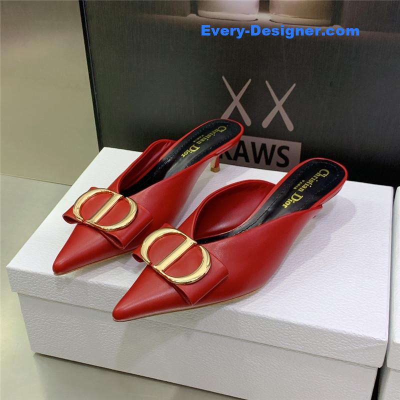 Dior spring and summer new jelly-colored pointed mules