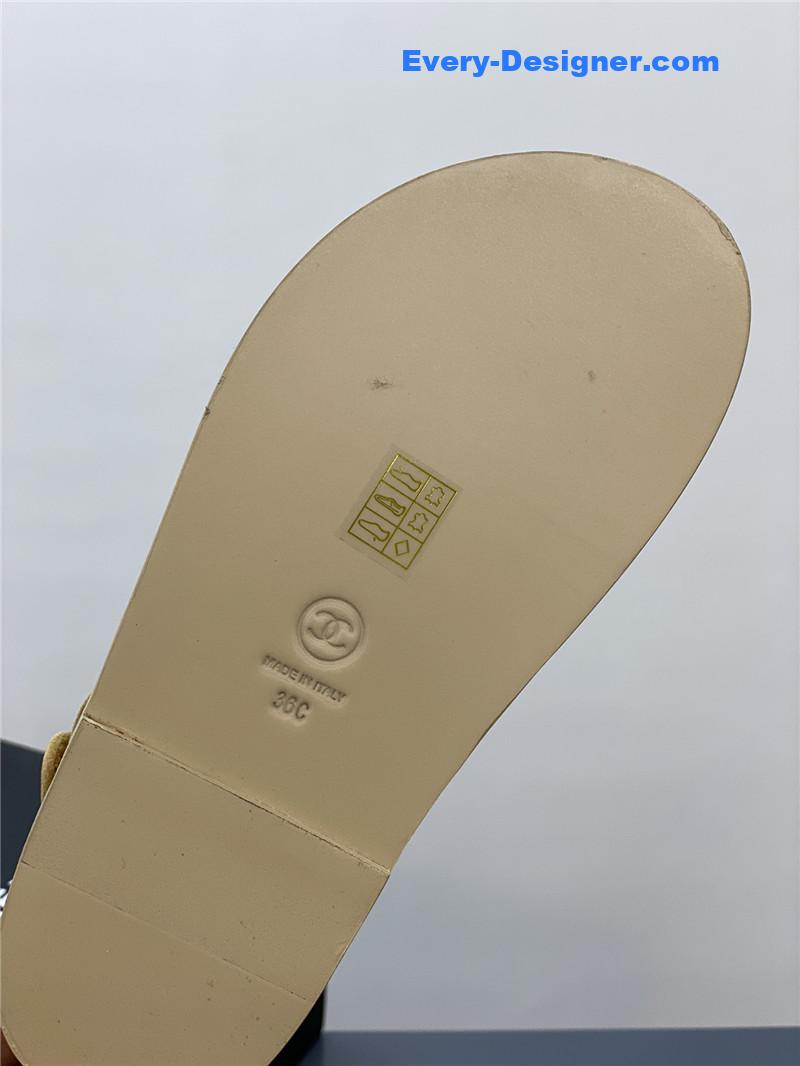 CC classic pearl buckle velcro gold coin sandals