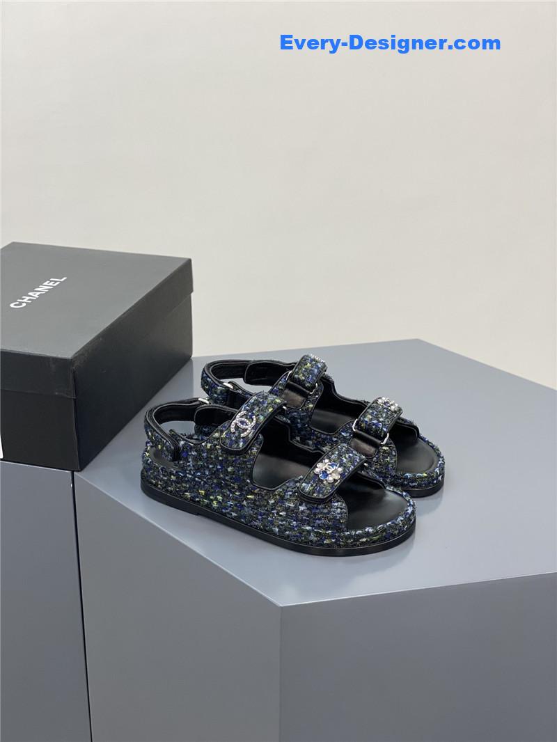 CC classic pearl buckle velcro gold coin sandals