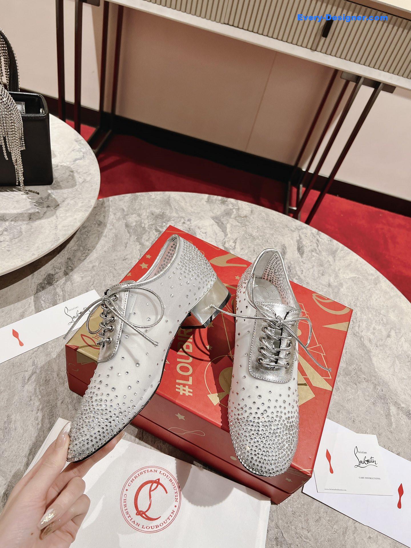 Chr1st1an louboutin mesh leather shoes
