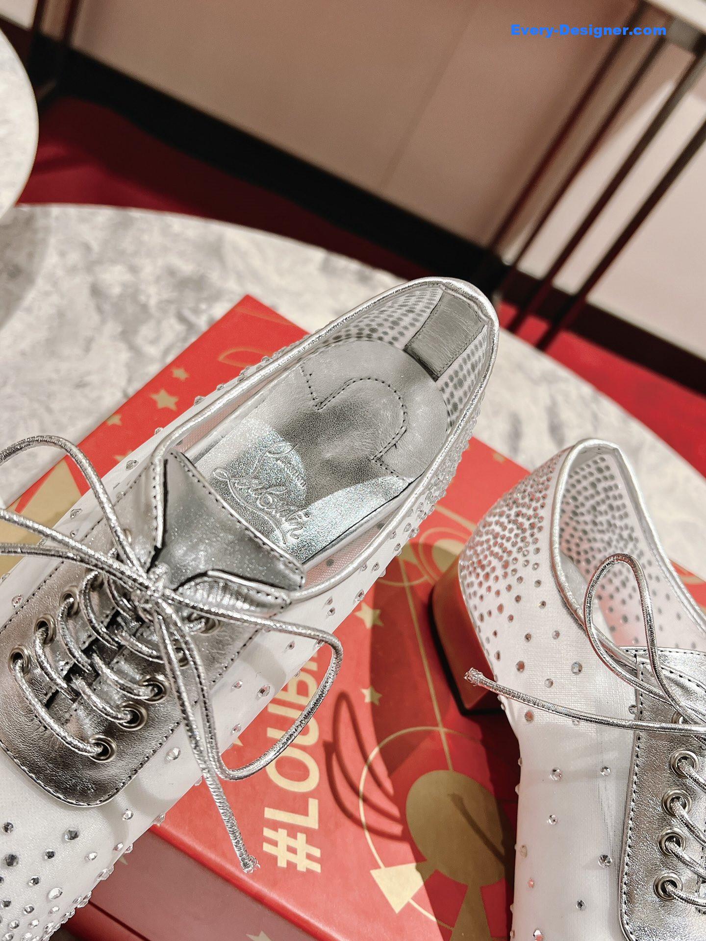 Chr1st1an louboutin mesh leather shoes