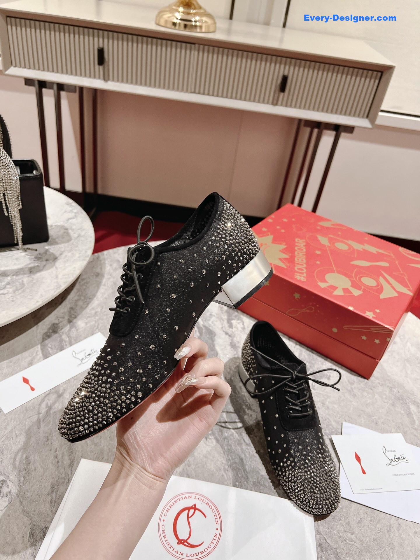 Chr1st1an louboutin mesh leather shoes