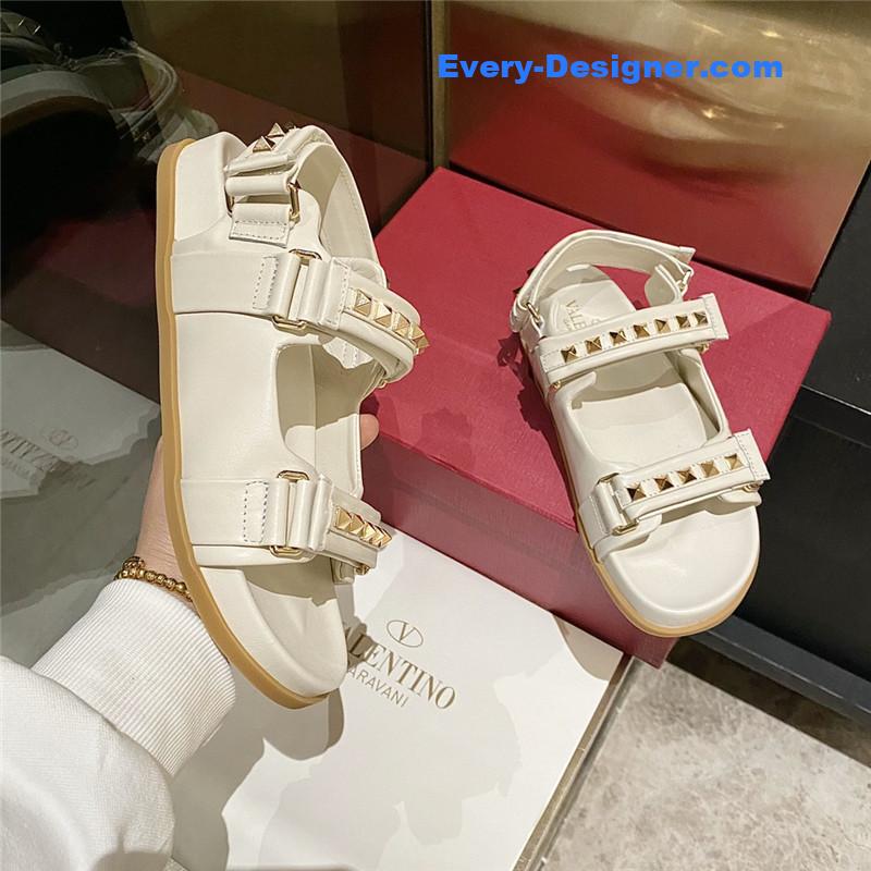 Va1e*ntin0 beach stud sandals in leather with velcro