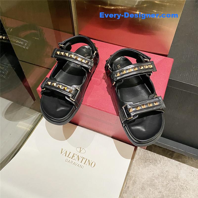 valentino beach stud sandals in leather with velcro