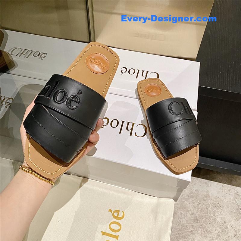 Chloe Crossover Leather Roman Slippers