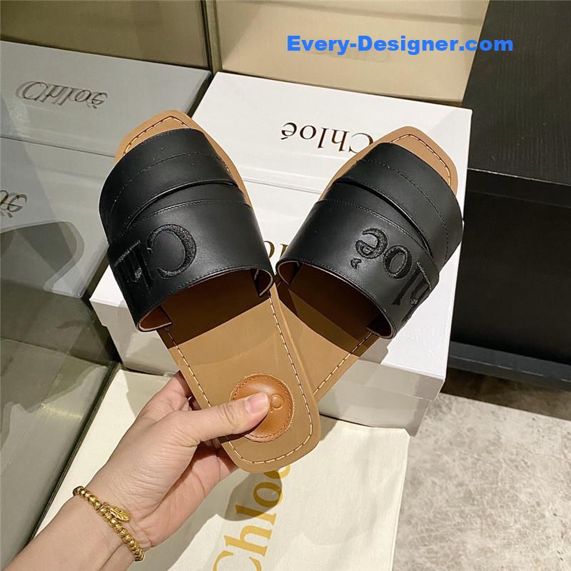 Chloe Crossover Leather Roman Slippers