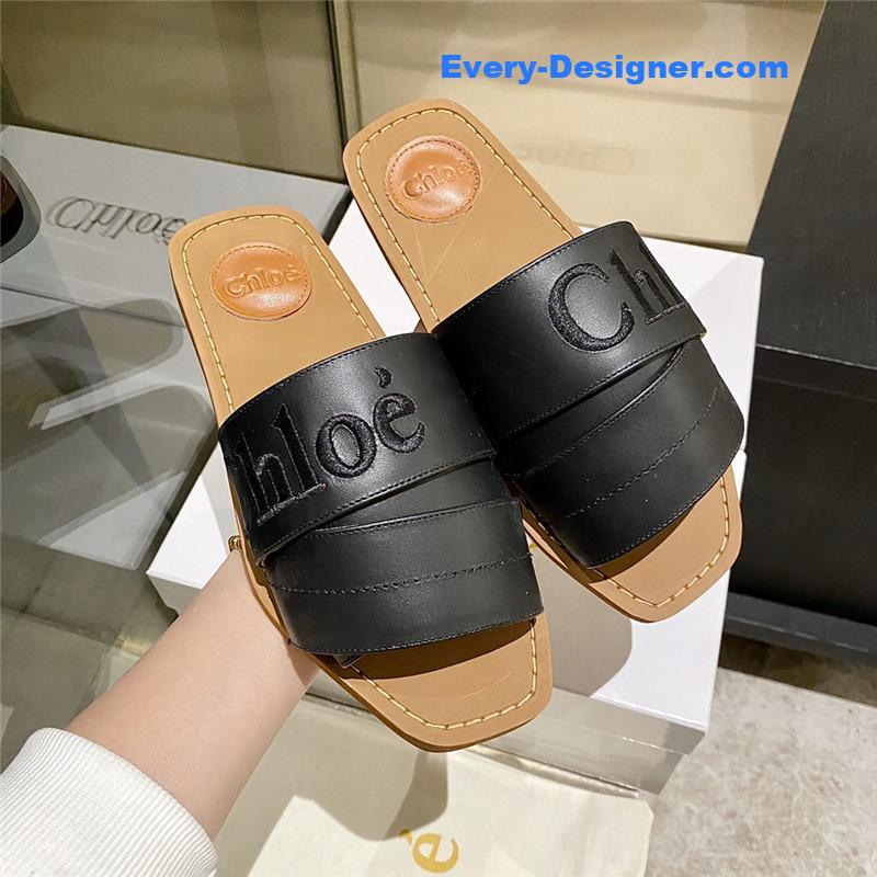 Chloe Crossover Leather Roman Slippers