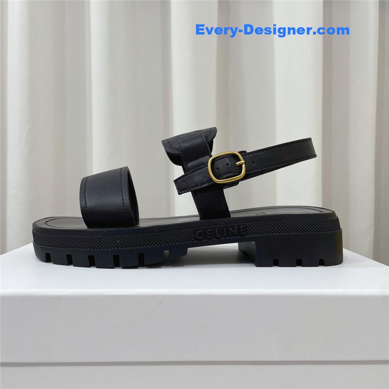 Celine Clea Triomphe Black Leather Sandal