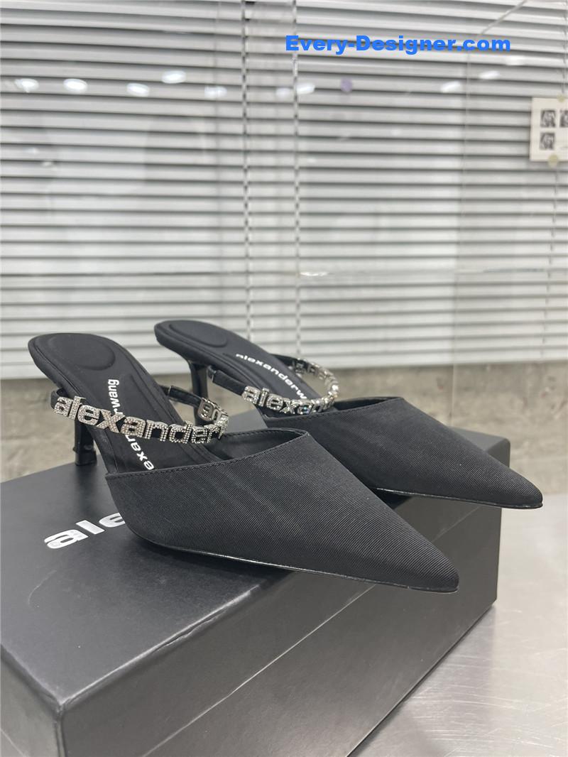 alexander wang pointed toe satin back sandals