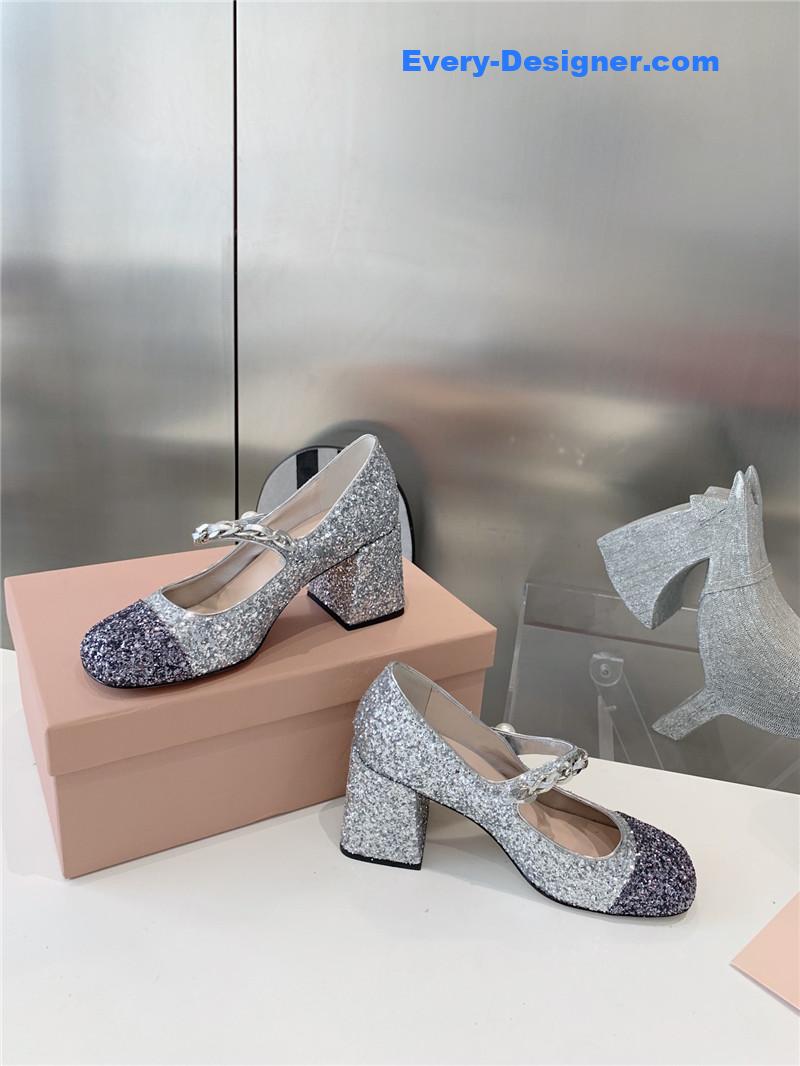 M1um1u new stiletto with thick heel mary jane