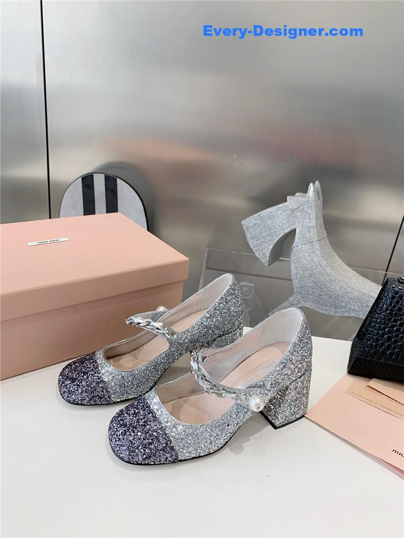 M1um1u new stiletto with thick heel mary jane