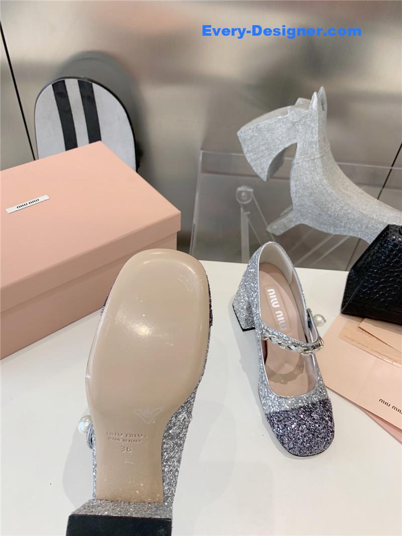 M1um1u new stiletto with thick heel mary jane