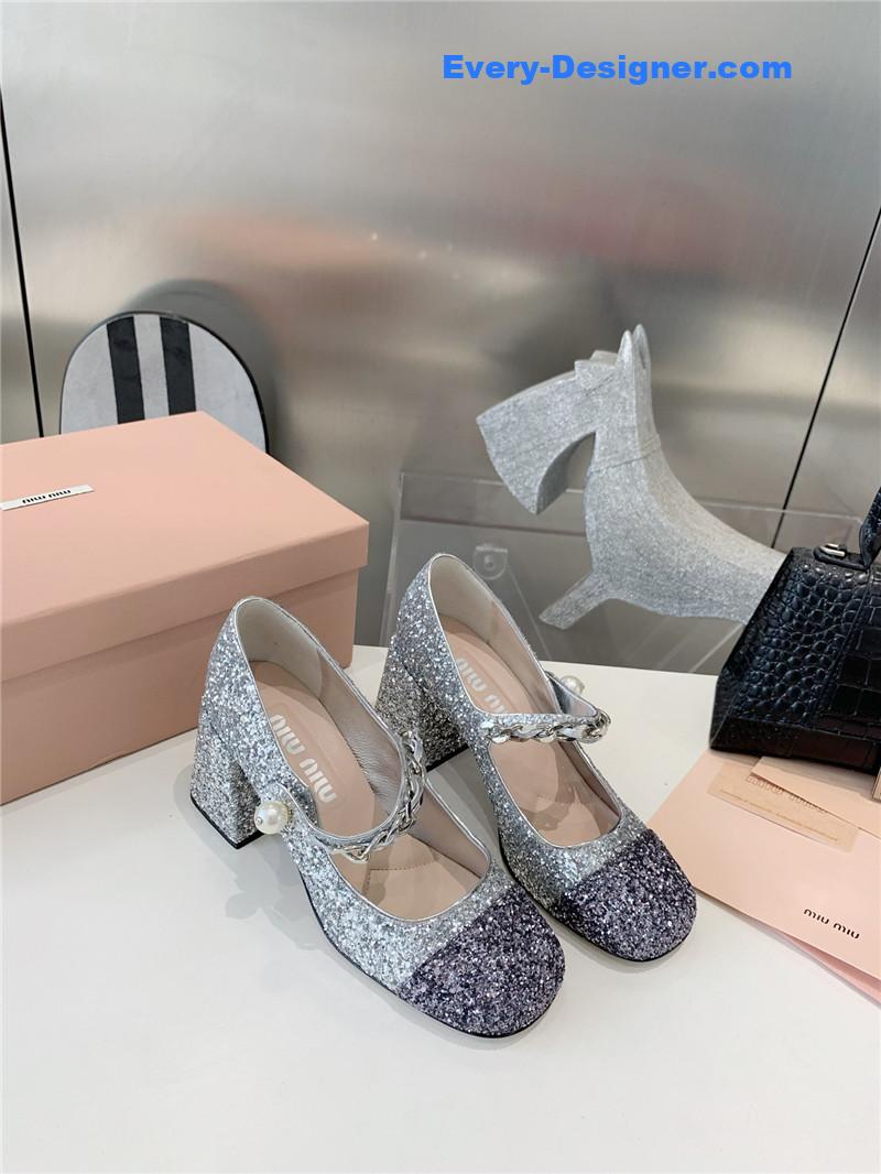 miumiu new stiletto with thick heel Mary Jane