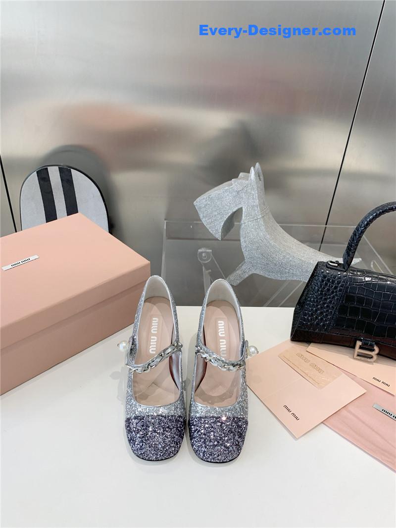 M1um1u new stiletto with thick heel mary jane