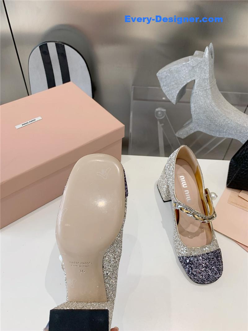 miumiu new stiletto with thick heel Mary Jane
